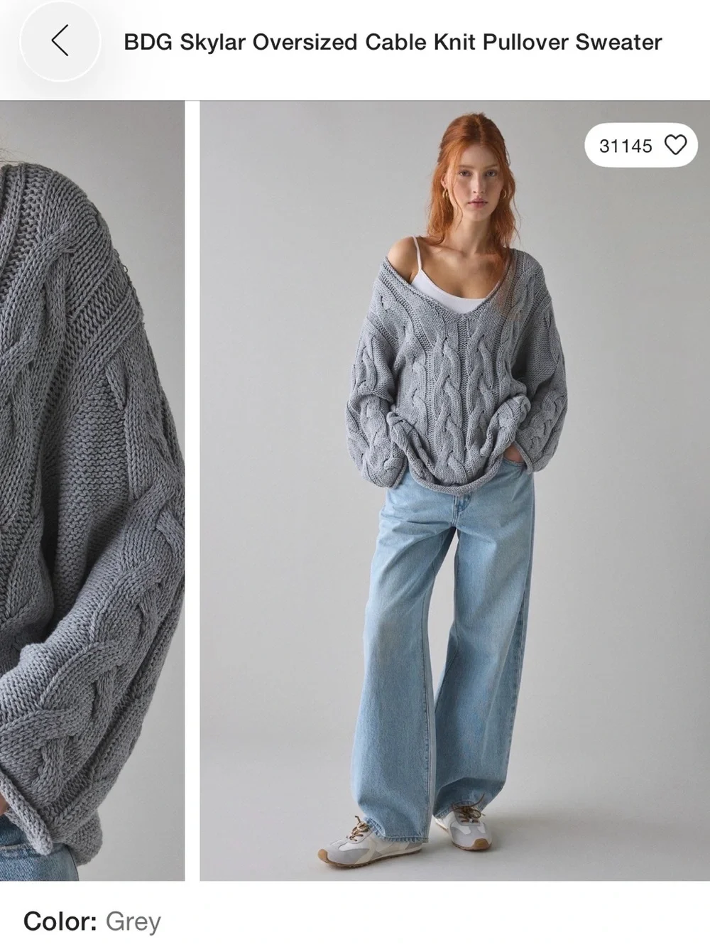 UO BDG Skylar Oversized Cable Knit Pullover Sweater - Size Small - Never Worn - Picture 8 of 8